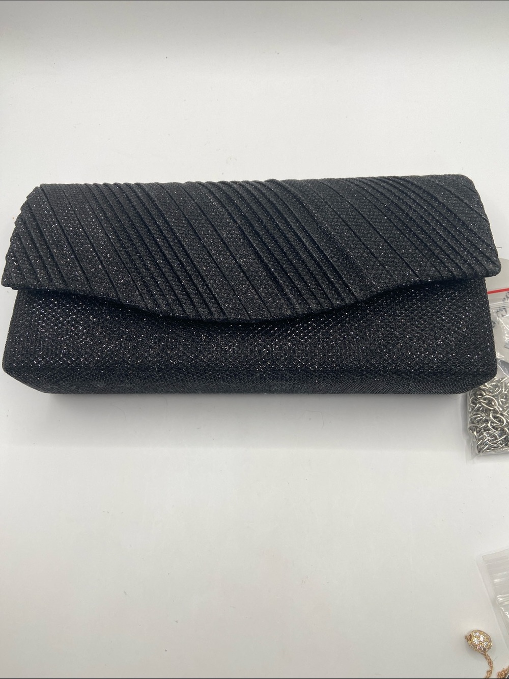D’Margeaux Classic Rectangular Black Sparkle Evening Bag Shoulder Clutch New - Picture 5 of 8